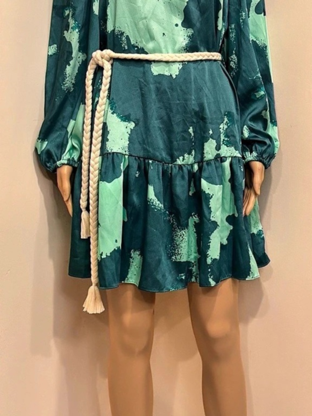 ALEXIS Green Abstract Mini Dress in Size Medium NWT